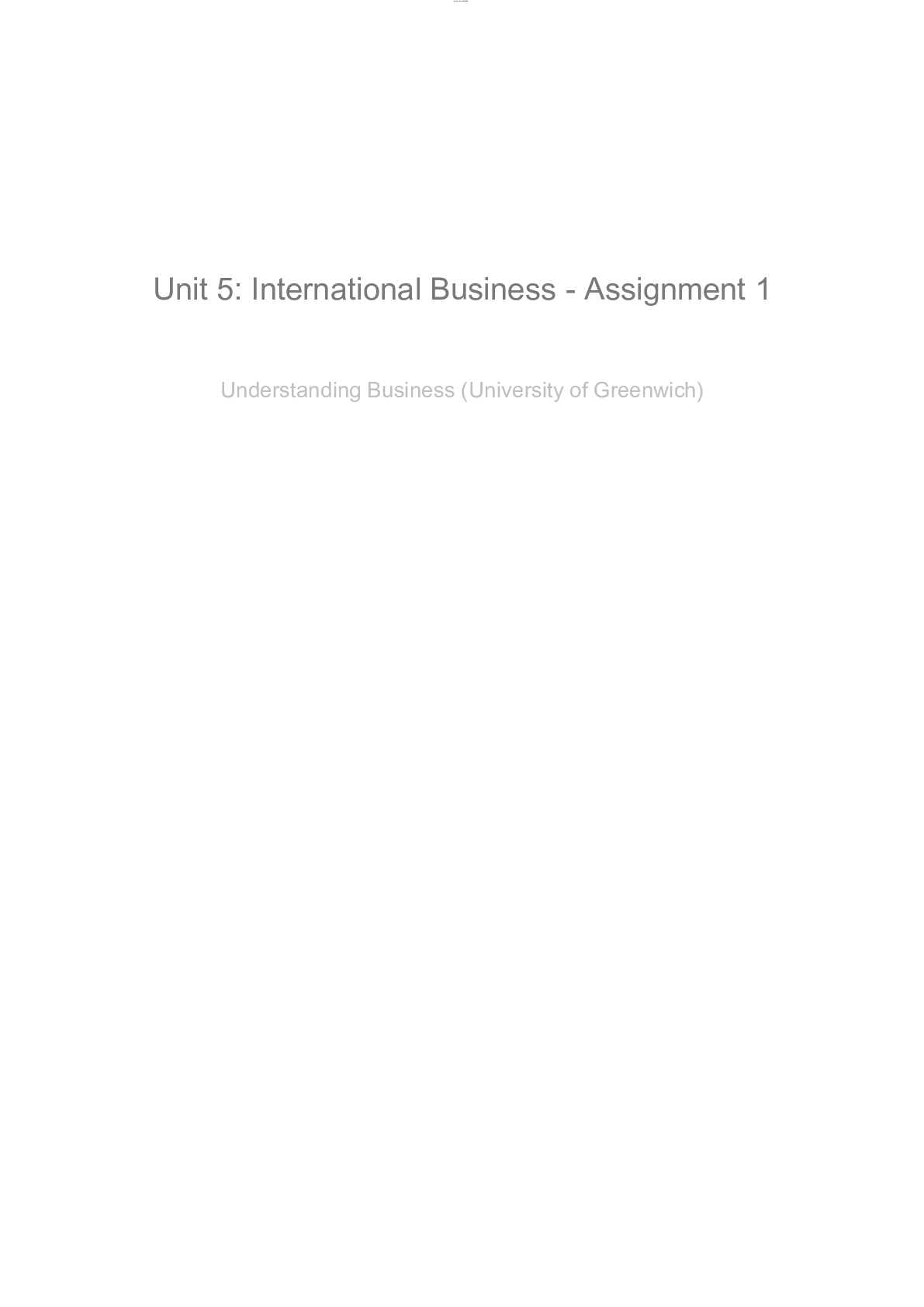 Preview image of Unit 5 Assignment 1 International Business document